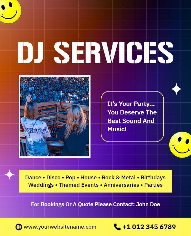 Vibrant Gradient DJ Services Party Entertainment Poster Template