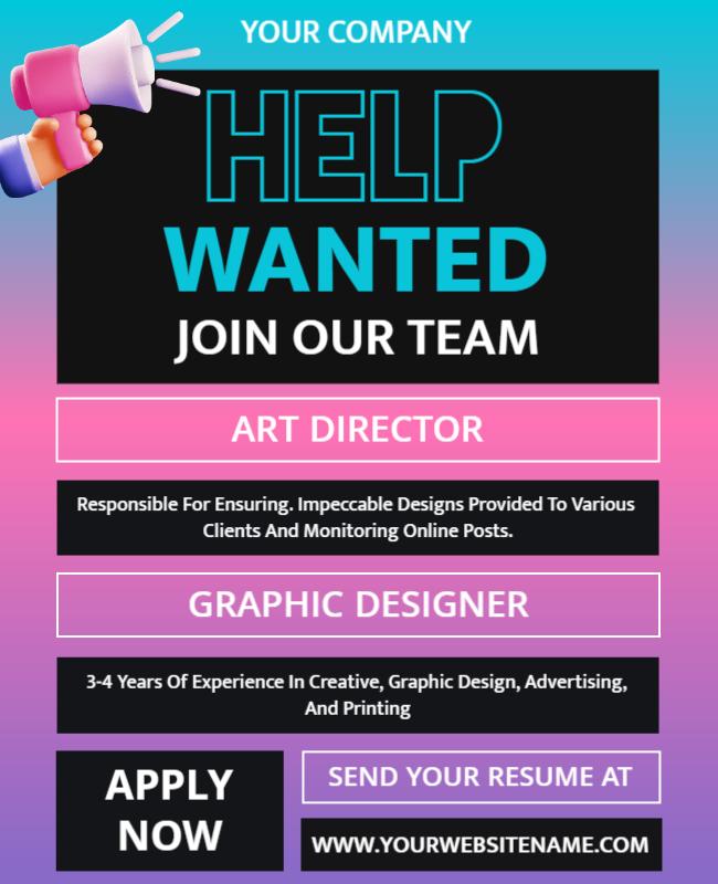 Vibrant Gradient Job Recruitment Poster Template
