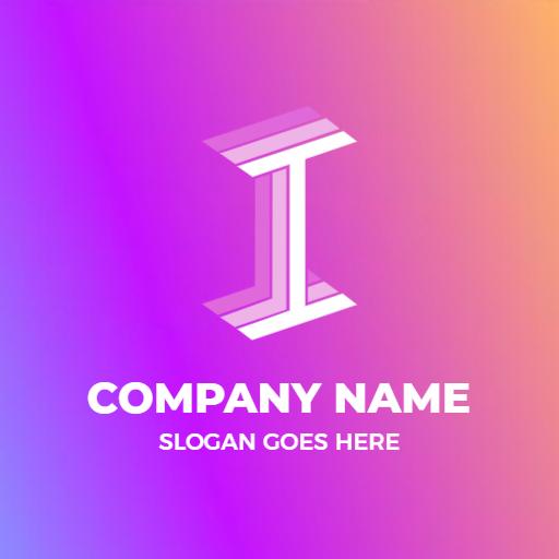 Vibrant Gradient Purple and Pink I Letter Design Logo Template