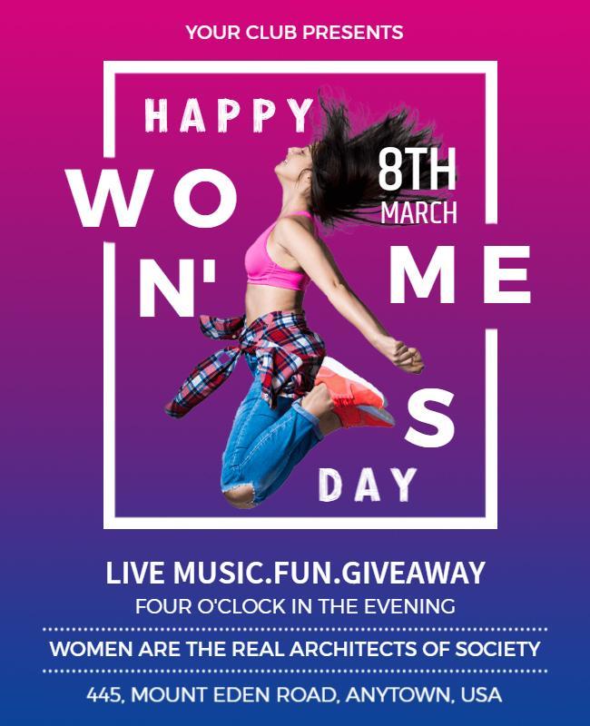 Vibrant Gradient Women's Day Celebration Live Music Poster Template