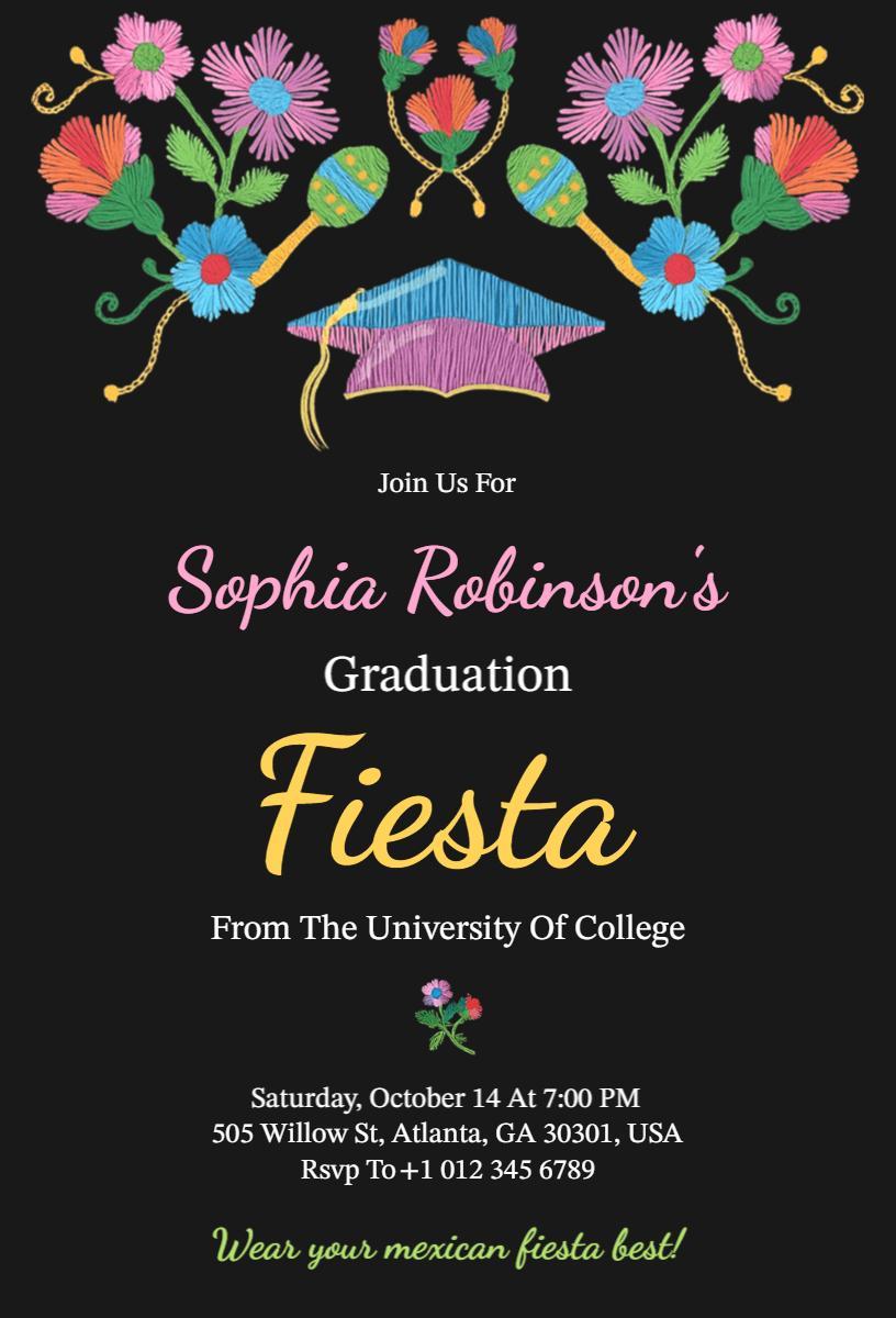 Vibrant Graduation Fiesta Celebration Invitation Template