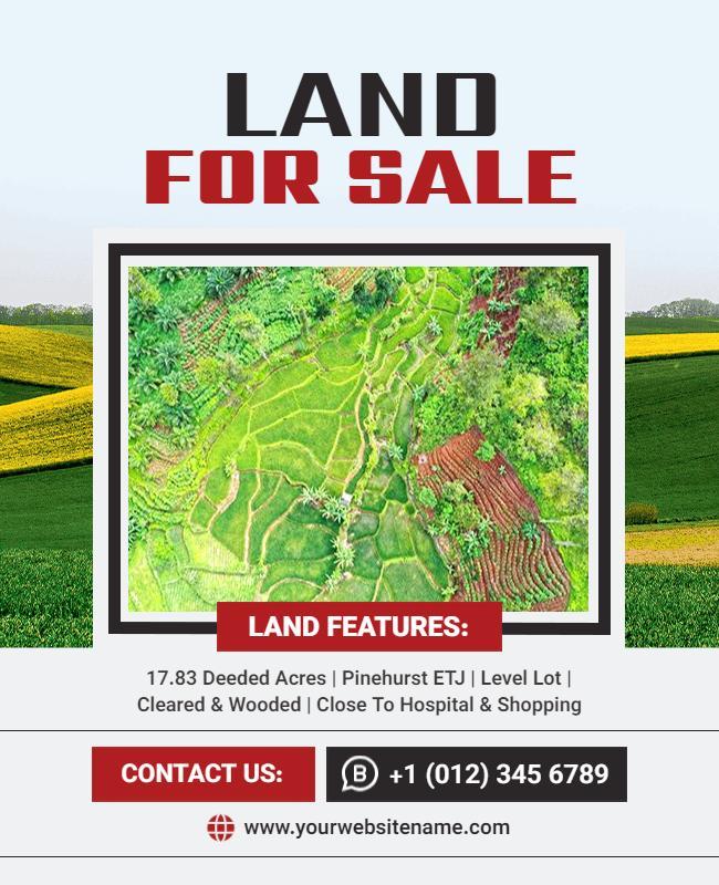 Vibrant Green Agricultural Land for Sale Poster Template