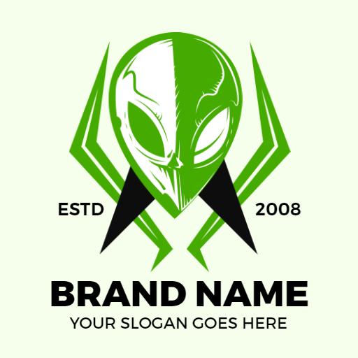 Vibrant Green Alien Design Emphasizing Extraterrestrial Culture Logo Template