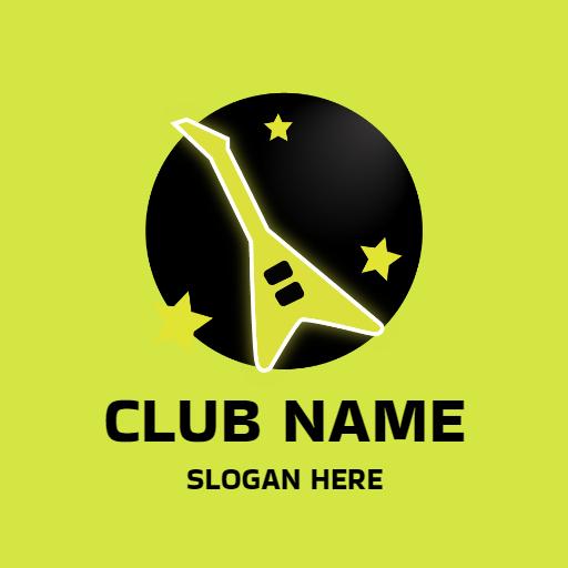Vibrant Green and Black Nightclub Featuring a Guitar Logo Template