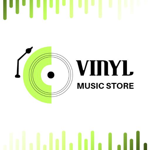 Vibrant Green and Black Turntable Design for Vinyl Music Store Logo Template