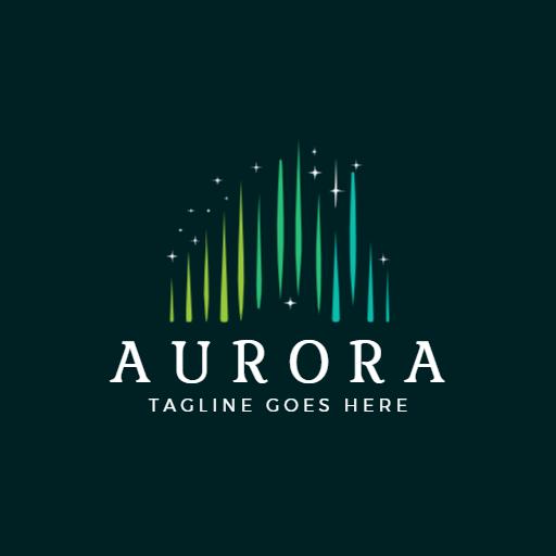 Vibrant Green and Blue Aurora Design Illustrating Nature Logo Template