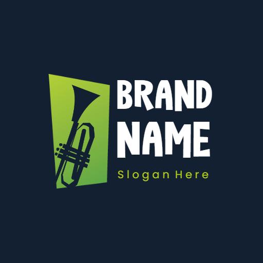Vibrant Green and Blue Jazz Music Instrument Logo Template