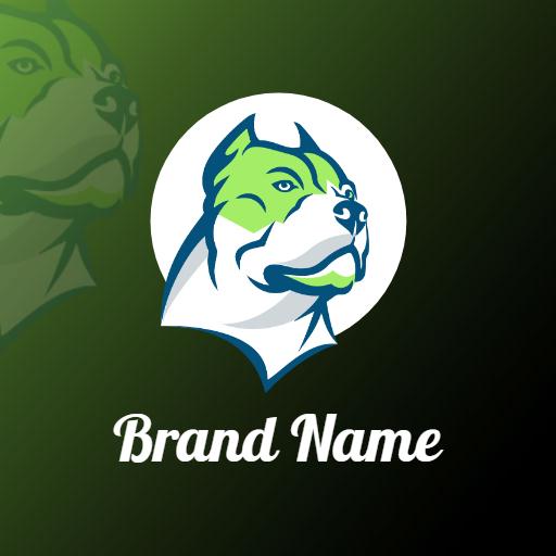 Vibrant Green and Blue Pitbull Illustration Animal Logo Template