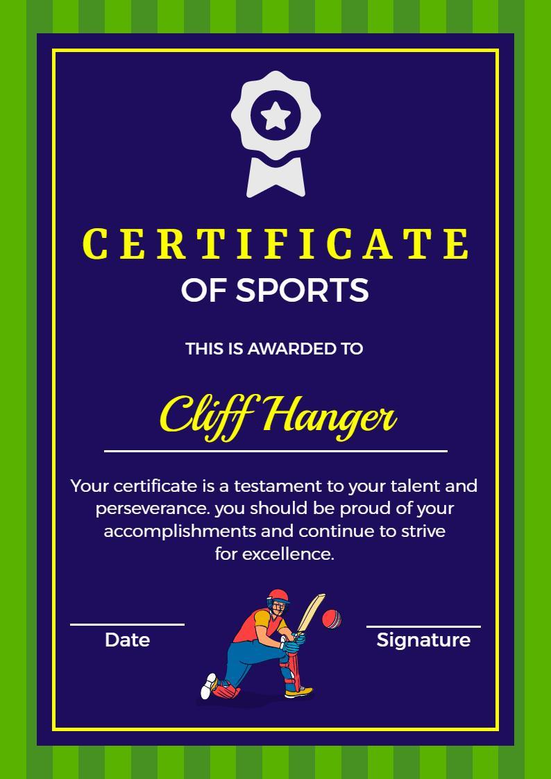 Vibrant Green and Navy Sports Achievement Certificate Template
