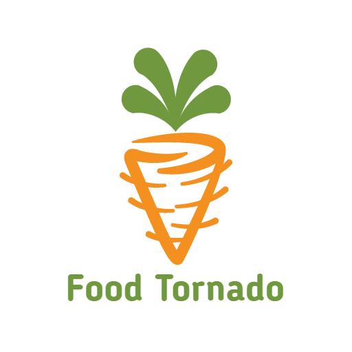 Vibrant Green and Orange Carrot Design Representing Food Tornado Logo Template