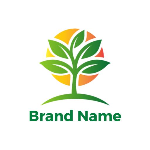 Vibrant Green and Orange Gradient Tree for Nature Logo Template