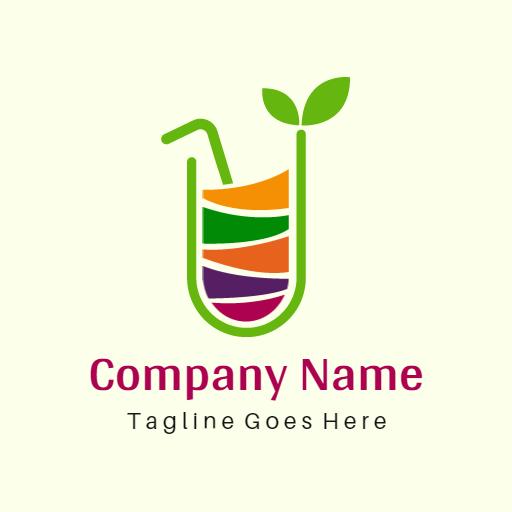 Vibrant Green and Orange Juice Design for Fresh Beverages Logo Template