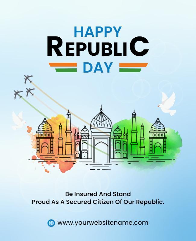 Vibrant Green and Orange Republic Day Celebration Poster Template