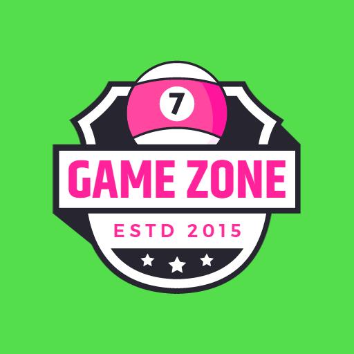 Vibrant Green and Pink Game Zone Badge Celebrating Fun Logo Template