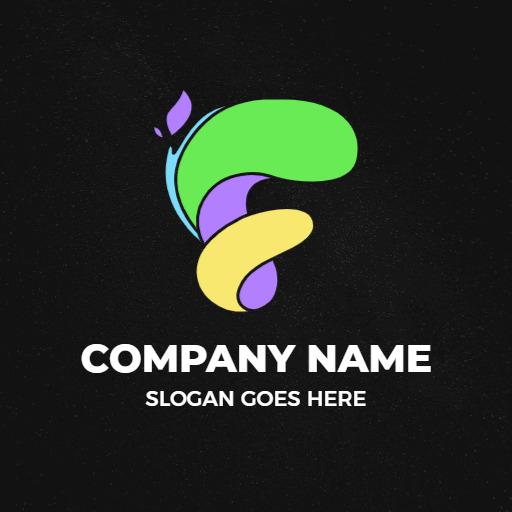Vibrant Green and Purple Abstract F Letter Design Logo Template