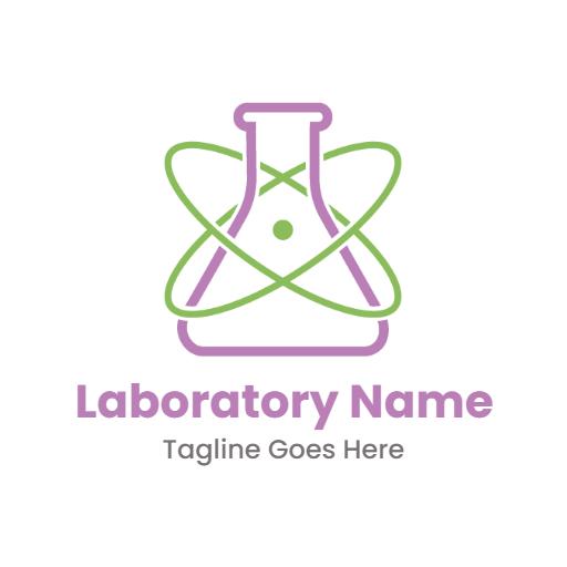 Vibrant Green and Purple Laboratory Equipment Science Logo Template