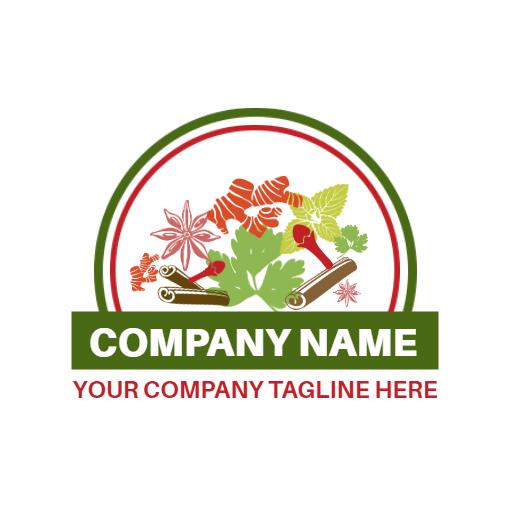 Vibrant Green and Red Spice Blends for Culinary Innovation Logo Template
