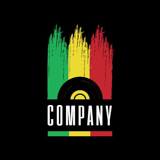 Vibrant Green and Yellow Brush Strokes Celebrating Reggae Logo Template