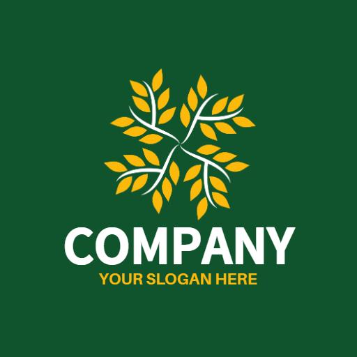 Vibrant Green and Yellow Leaf Motif for Plant Business Logo Template