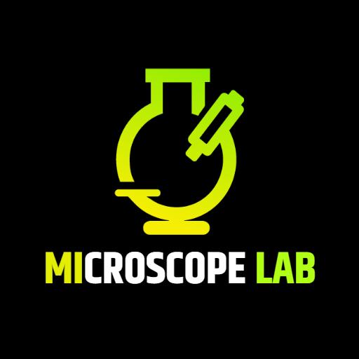 Vibrant Green and Yellow Microscope for Science Lab Logo Template