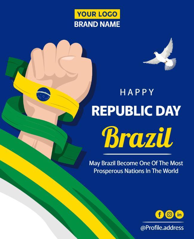 Vibrant Green and Yellow Republic Day Celebration Poster Template