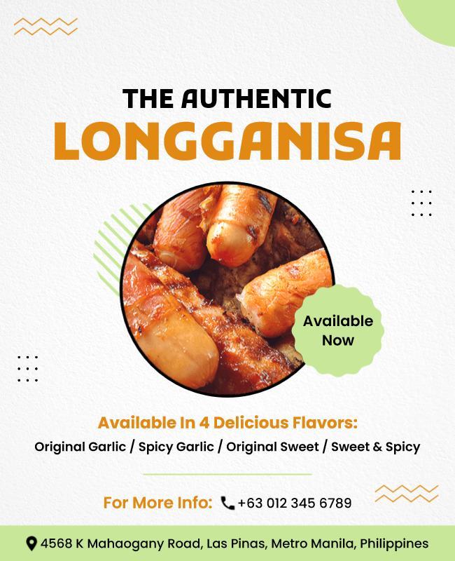 Vibrant Green Authentic Longganisa Food Promotion Poster Template