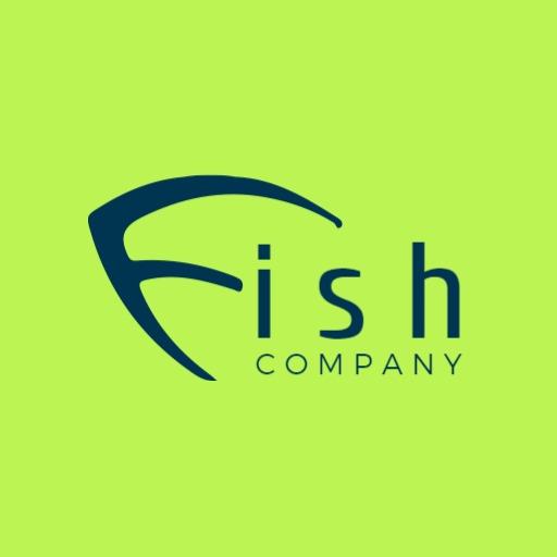 Vibrant Green Background Showcasing Fishing Company Logo Template