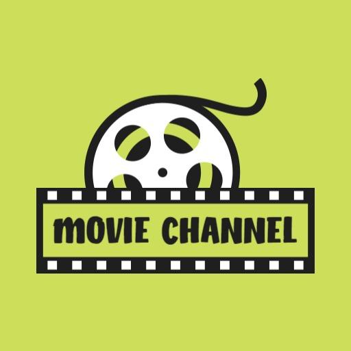 Vibrant Green Background with Film Reel for Movie Channel Logo Template