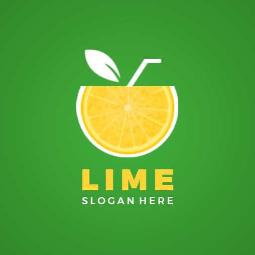 Vibrant Green Background with Fresh Lime Slice Logo Template