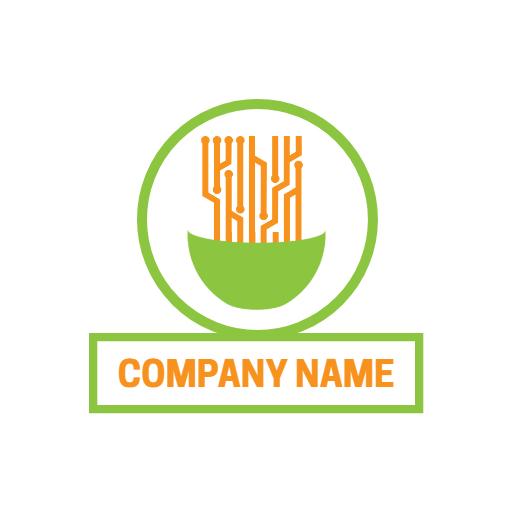 Vibrant Green Bowl with Noodles Design for Culinary Logo Template