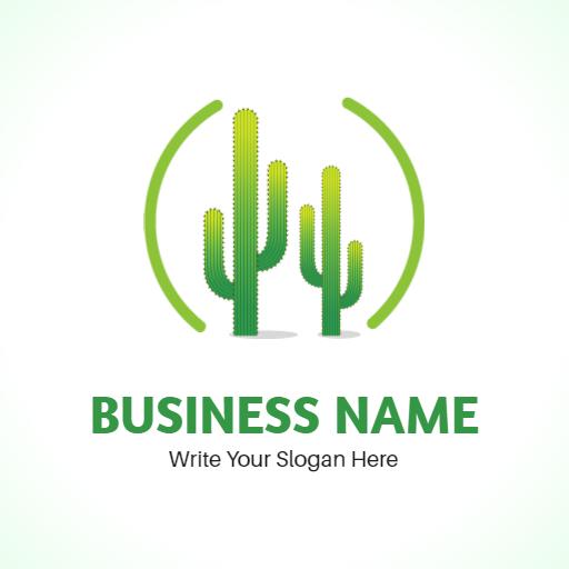 Vibrant Green Cactus Design Representing Eco-Friendly Business Logo Template