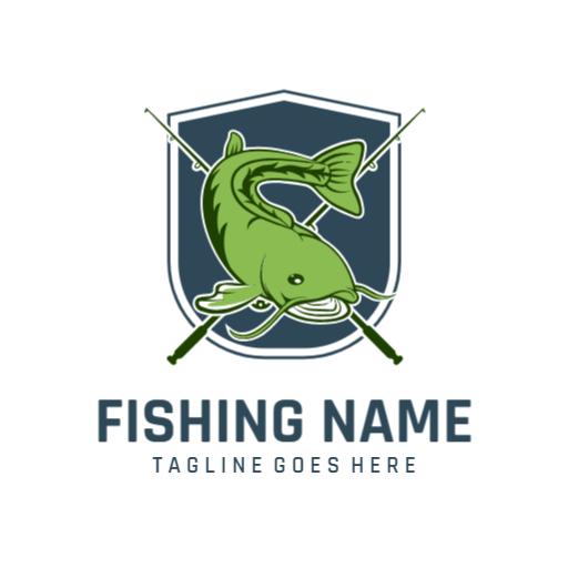 Vibrant Green Catfish Design for Enthusiastic Fishing Logo Template
