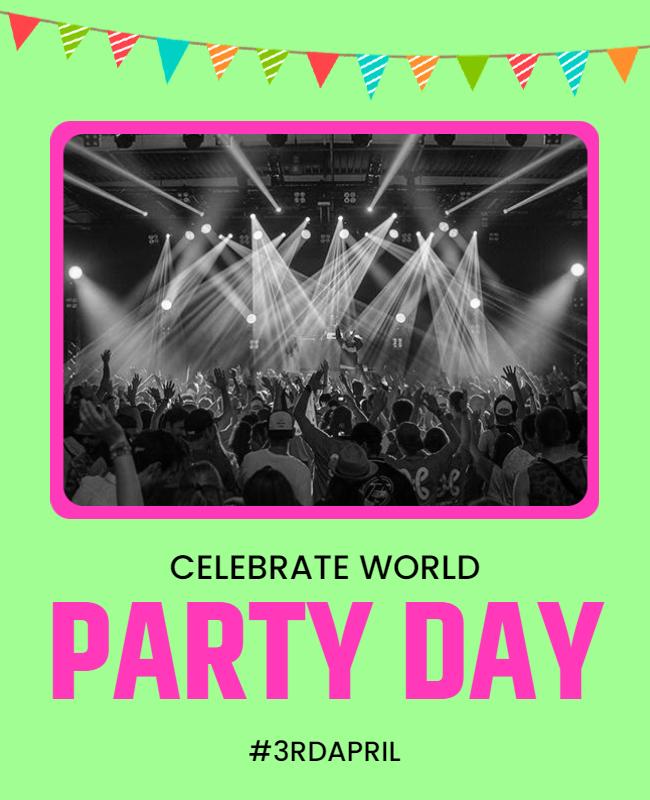 Vibrant Green Celebration of World Party Day Poster Template