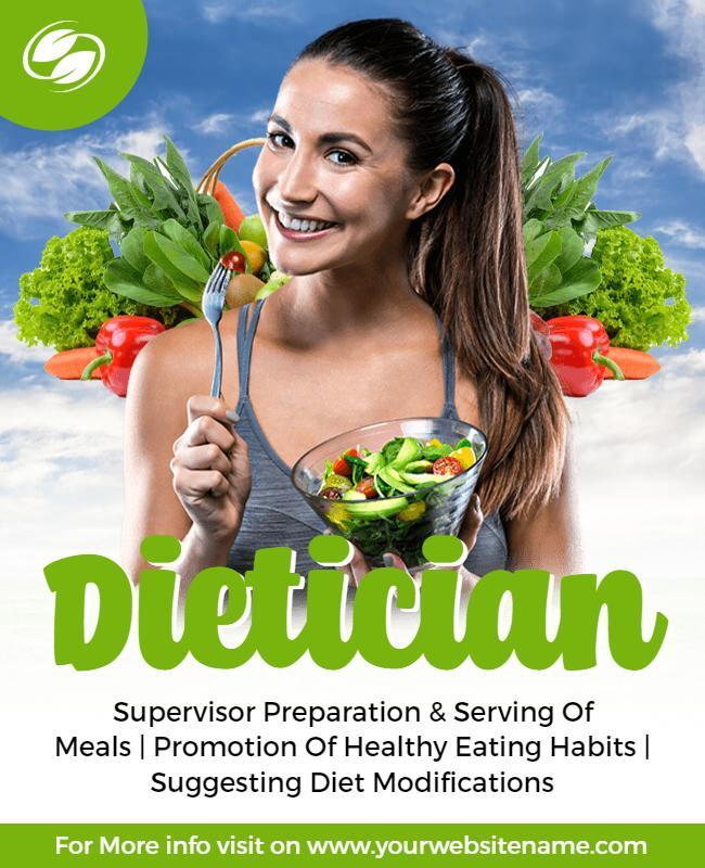 Vibrant Green Dietitian Healthy Eating Flyer Template