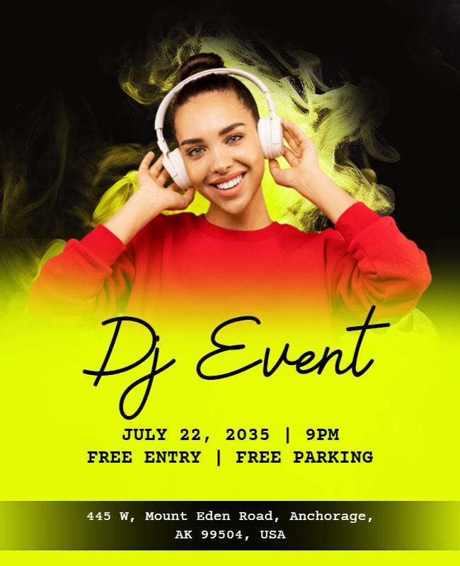 Vibrant Green DJ Event with Energetic Background Poster Template