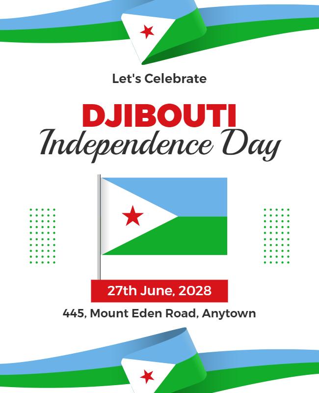 Vibrant Green Djibouti Independence Day Celebration Poster Template