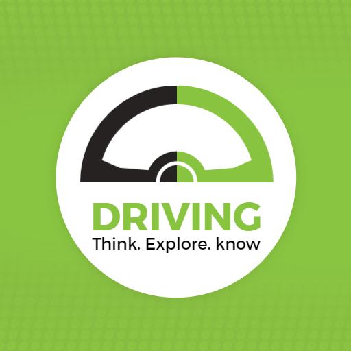 Vibrant Green Driving Logo Showcasing Road Safety Awareness Logo Template