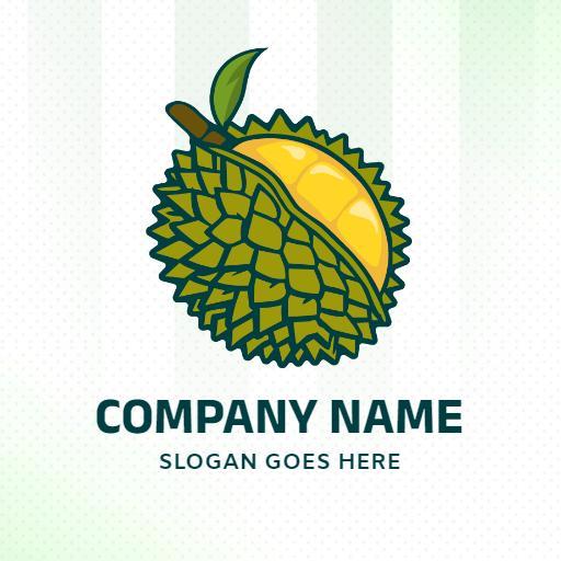 Vibrant Green Durian Design Showcasing Exotic Fruit Logo Template