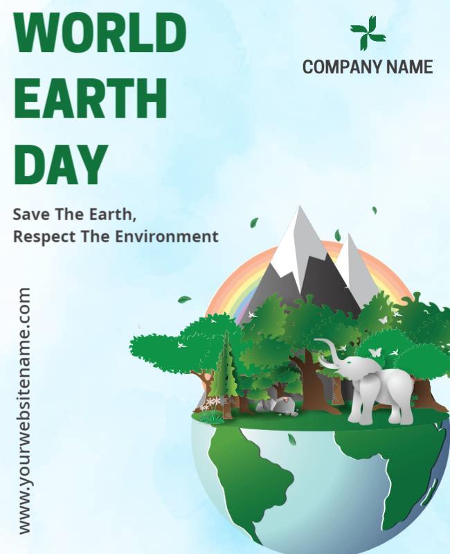 Vibrant Green Earth Day Conservation Awareness Poster Template