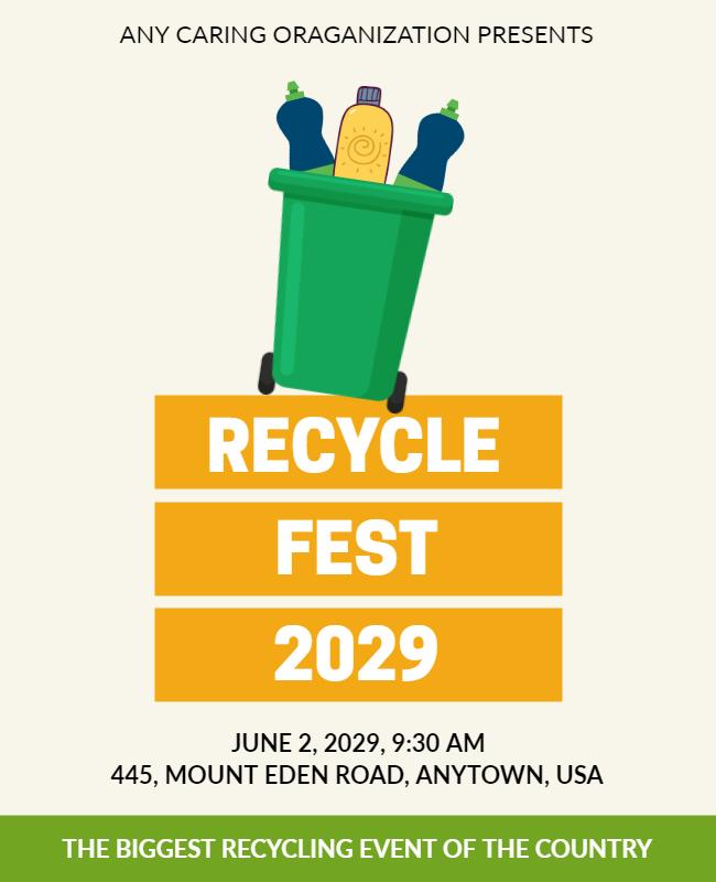 Vibrant Green Eco-Friendly Recycling Festival Poster Template