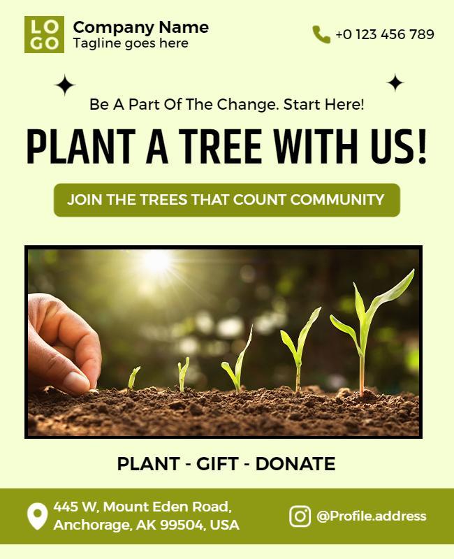 Vibrant Green Eco-Friendly Tree Planting Campaign Poster Template