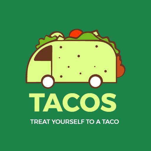Vibrant Green Food Truck Design Featuring Tacos Logo Template