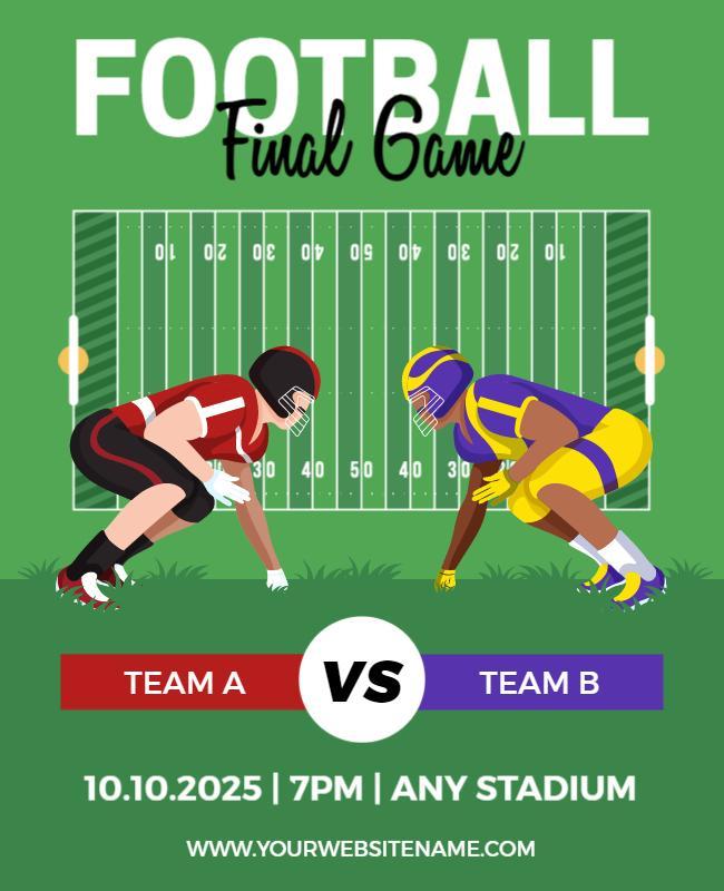 Vibrant Green Football Final Game Challenge Poster Template