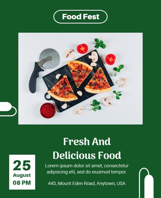 Vibrant Green Fresh Food Festival Poster Template