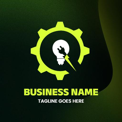 Vibrant Green Gear and Lightbulb Design for Electrician Logo Template