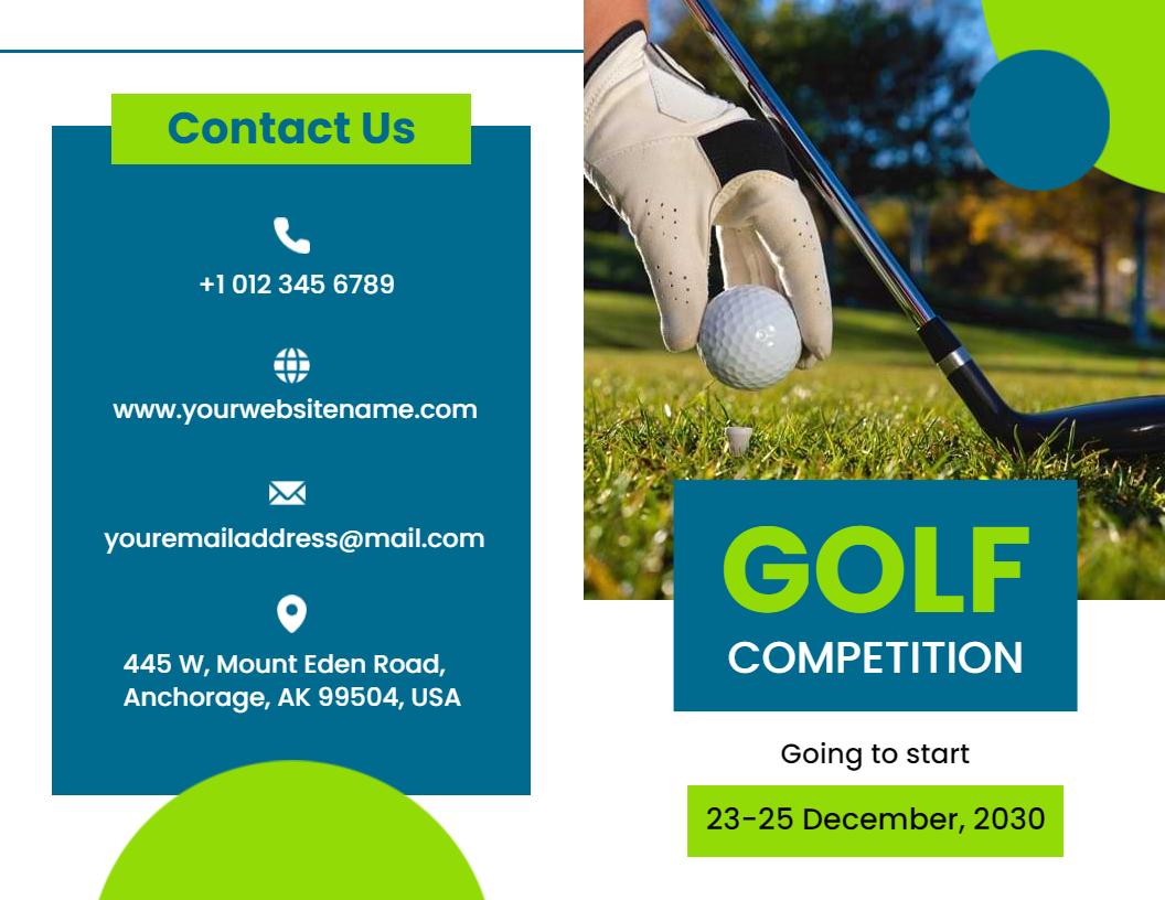 Vibrant Green Golf Competition Event Registration Brochure Template