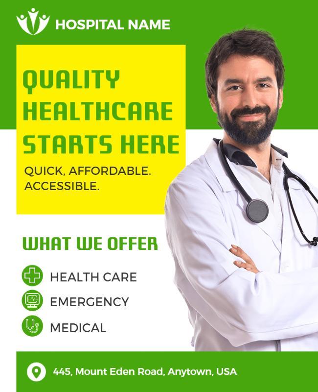 Vibrant Green Healthcare Quality Services Flyer Template