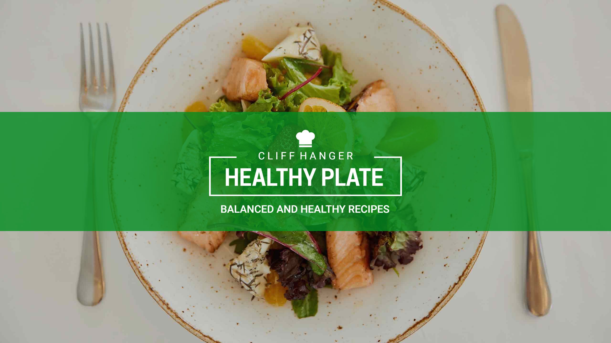 Vibrant Green Healthy Plate with Balanced Recipes YouTube Banner Template