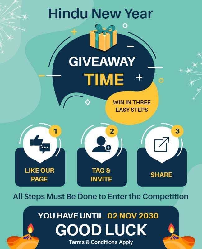 Vibrant Green Hindu New Year Giveaway Competition Poster Template