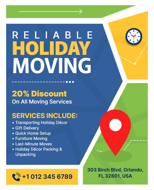 Vibrant Green Holiday Moving Service Promotion Poster Template